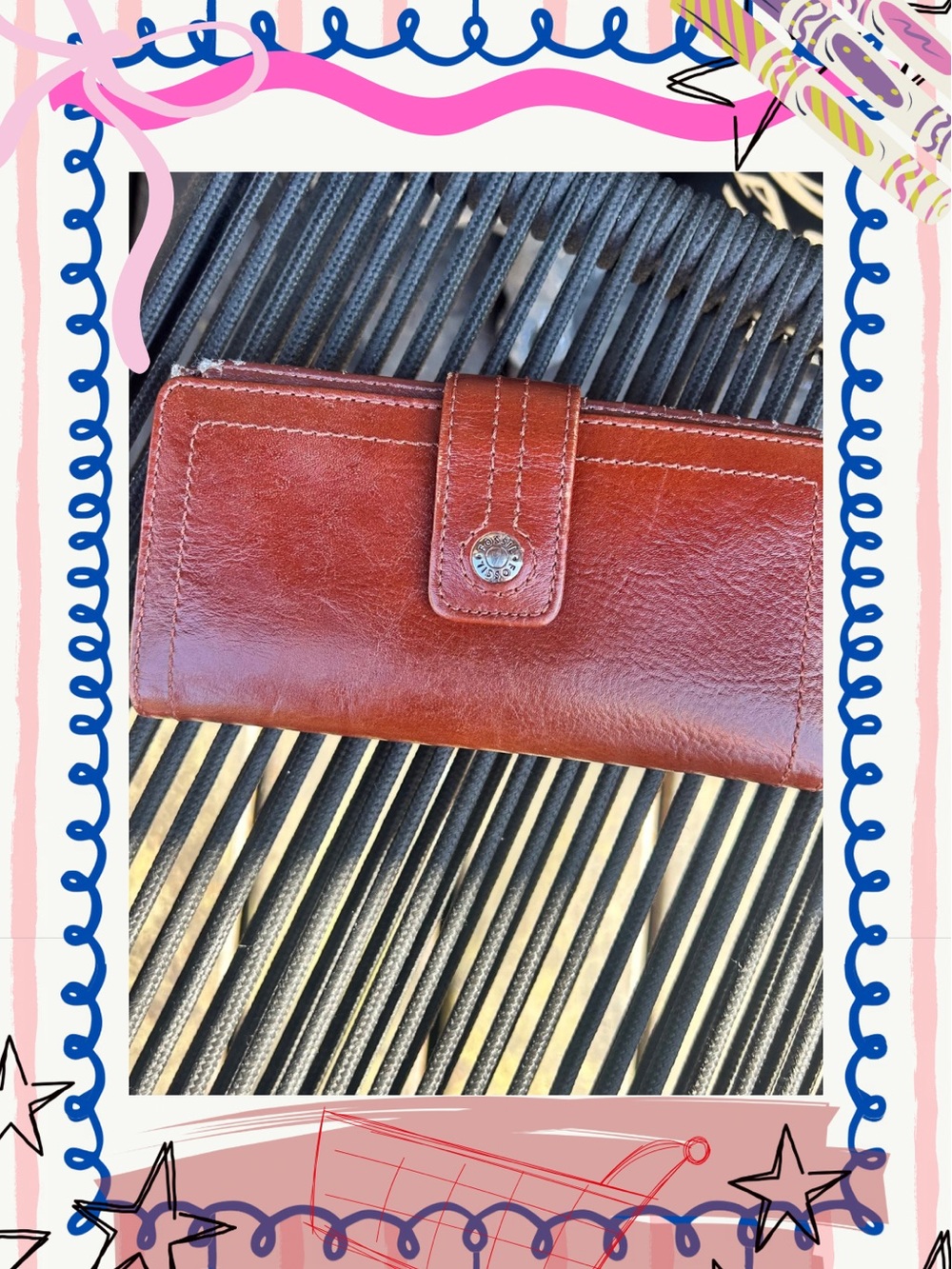 Fossil Chestnut Leather Snap Clutch Wallet